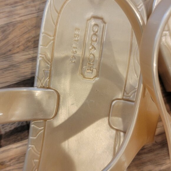 NWOT Coach Phila Golden Champagne T Strap Thong Jelly Sandals - Picture 8 of 15